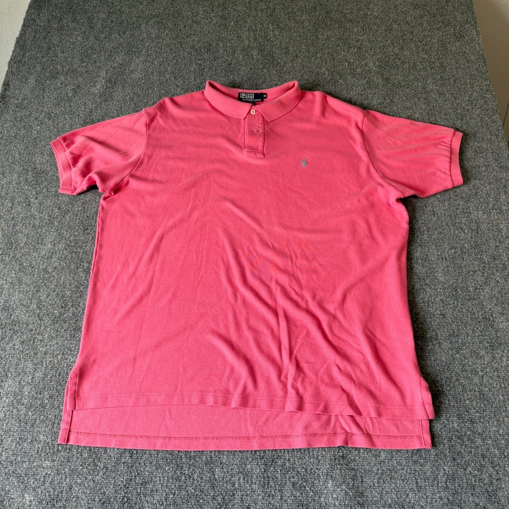 Polo Ralph Lauren Mens XXL Pink Short‎ Sleeve Cotton Polo Shirt Made in USA